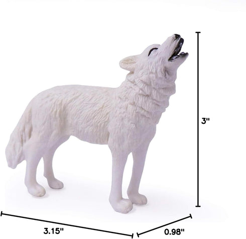 UANDME 4pcs Wolf Toy Figurines Set, Arctic Wolf Family Cake Topper Toy Gift for Kids (White)