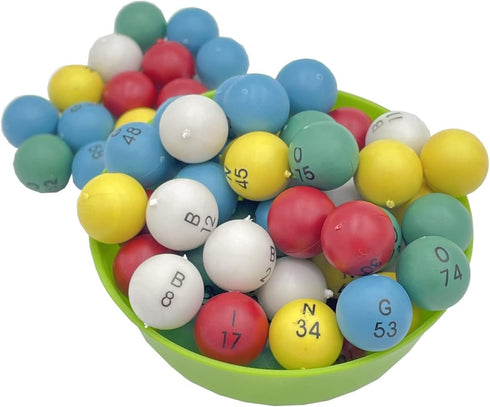 Plastic Bingo Balls, 3/5 inch Multicolored | 75 Count, Perfect for Bingo Nights, Raffles, and Lost Ball Replacements