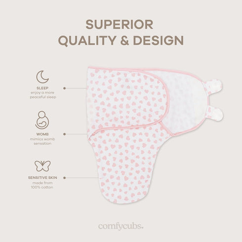 Pack 3) Comfy Cubs Baby Car Seat Cover and Easy Swaddle Blanket Bundled (Large