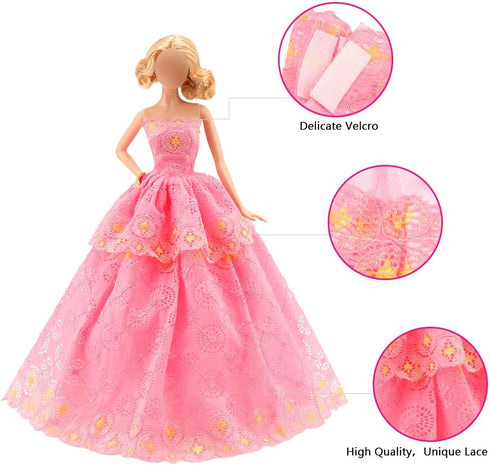 BARWA 5 Pcs Handmade Doll Clothes Wedding Gowns Party Dresses for 11.5 Inch Dolls