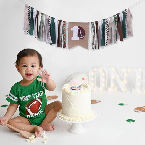 FELIX 1st Football First Birthday High Chair Banner - Football Birthday Decorations,Sport Themed Party Decor Banner