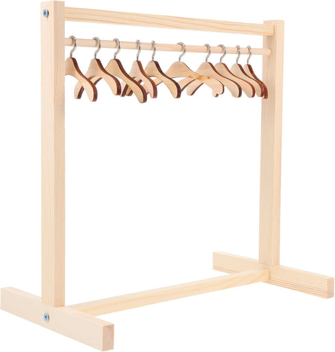Zerodeko Doll Garment Rack with 10 Pcs Wooden Doll Clothes Hangers, Doll Closet Accessories for Dollhouse