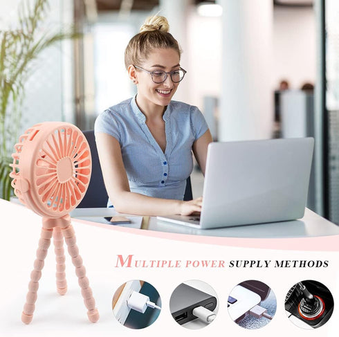 3 Suteng Stroller Fan Flexible Tripod Clip On Baby Fan, Battery Operated Mini Portable Handheld Fan for Car Seat Crib