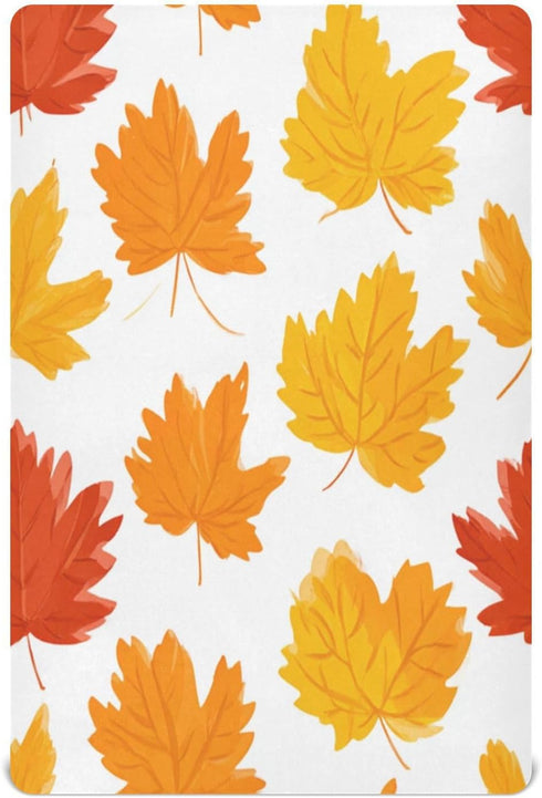 Caikeny Halloween Fitted Crib Sheet for Boys Girls Colorful Autumn Leaves Baby Crib