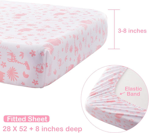 4-Piece Set Sets Crib Bedding for Baby Boys Girls, Infant Toddler Nursery Baby Bedding Includes Cartoon Quilt, Fitted