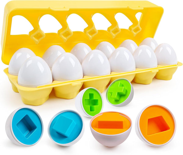 Toddler Eggs Toys,Montessori Geometric Egg Early Fine Motor Skills Learning Color Sorting