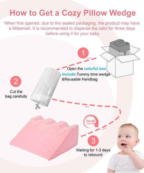 Tummy Nursing Reflux Prop for Infant,Baby Colic & Gas Relief,Memory Foam Nursery Support with Reusable Bag & Colorbox