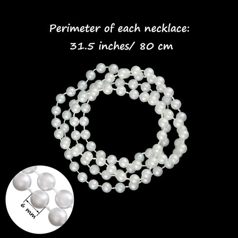 Hicarer 24 Pcs White Faux Pearl Necklaces, Bulk White Beaded Necklaces 31.5 Inch for Women Girls