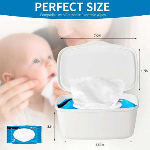 Eiszhjk Wipes Dispenser Compatible with Cottonelle Flushable, Refillable Wet Wipes Container, Wipe Holder Keeps Wet