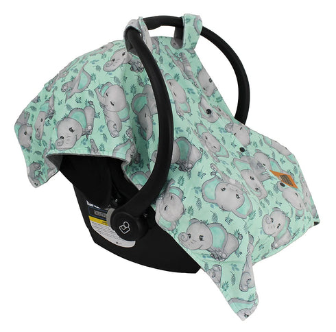 Dear Baby Gear Car Seat Canopy, Premium Infant Car Seat Cover, Breathable Canopy for Boys, Gray Elephants