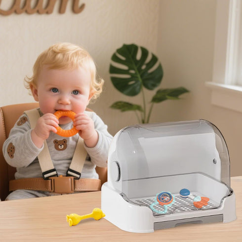 Genrico Countertop Bottle Organizer, Storage Box and Dryer with Lid for Breastfeeding Bottles Portable Dustproof