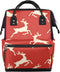 Hsnar Red Christmas Deer Waterproof Diaper Bag Backpack Large Capacity Baby Bag with