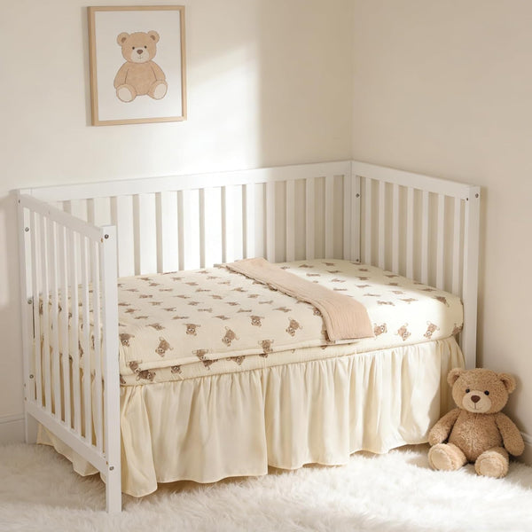 Organic Cotton Muslin Baby Crib Bedding Set 3 Piece Soft for Infant