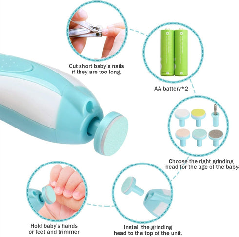 Baby Nail Trimmer Electric, Nail File Clippers with Light for Newborn or Toddler Toes and Fingernails