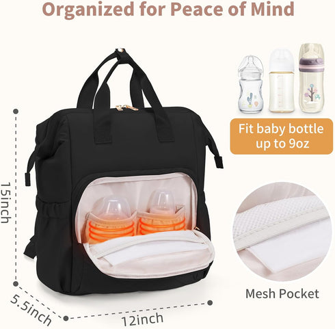 Backpack Backpack Backpack CEI-CEI Diaper Bag for Mom and Dad, Puffer Baby Bag with Insulated Pocket, Water-Resistant