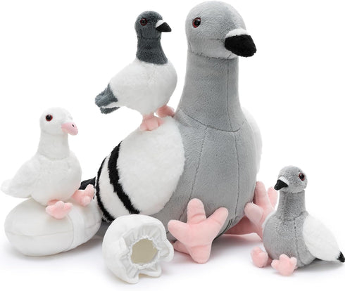 Tezituor Easter Pigeon Stuffed Animal Set, Cuddly Realistic Pigeon Plush Toy,Soft Dove
