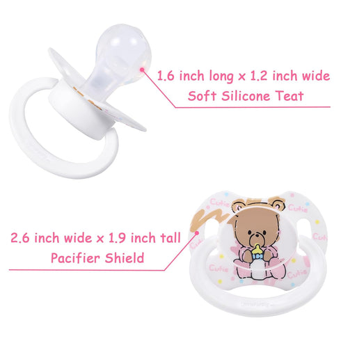 Adult-Sized Pacifier with Baby Cuties Pattern - White Bear Design