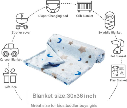 30"x36" Bunnikins & Clover Lightweight Plush Flannel Baby Blanket Super Soft for Boys and Girls, Kids Floral Fleece