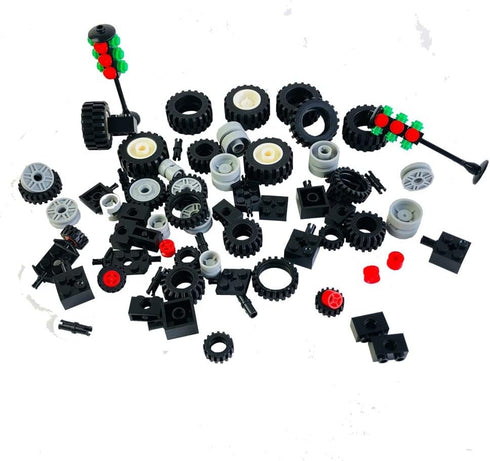 Wheels and Axles,Traffic Light ,Tires Bulk Lot - Building Bricks Block Education Wheels Set Toy Compatile with Major Brands, 52 pcs, over 6 years old
