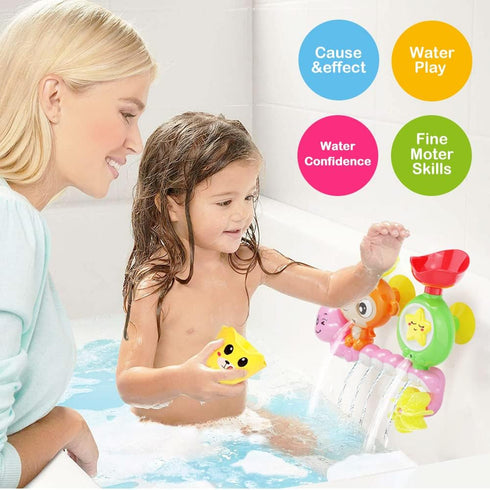 G-WACK Bath Toys for Toddlers Age 1-3, Durable Interactive Water Toys with Strong Suction Cups - Pink Monkey Caterpillar