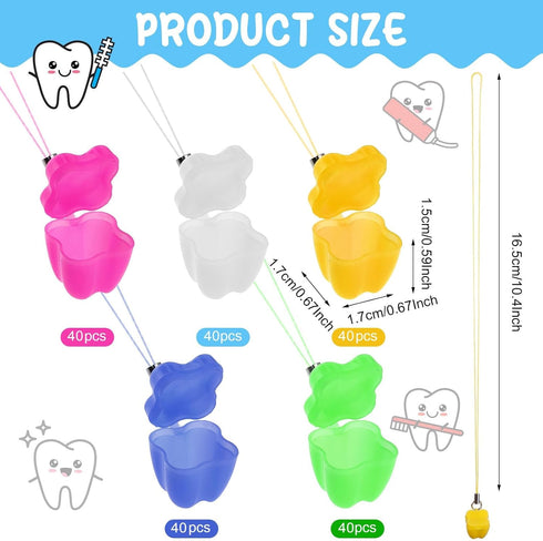 Haomian 200-Piece Tooth Saver Necklaces Tooth Necklace Little Box for Lost Teeth Milk Teeth Storage Cases for Lost