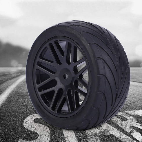 RC Car Tyre, Universal 1/10 RC Car Wheels for Crawler Vehicle Tyres, Remote Control Vehicle (Black)