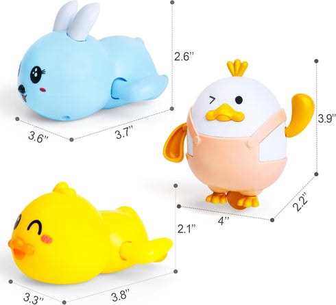 Set 3 1 2 3 Easter Basket Stuffers - Easter Gifts for Kids - of Wind Up Bath Toys - Easter Egg Fillers - Floating Pool
