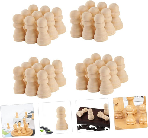 TOYANDONA 50pcs Wooden Chess Pieces Toys - Unfinished Wood Crafts Puzzle Toy - Wood Checker Toys Painting DIY Chess