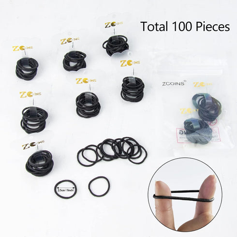 Thin Hair Tie for Baby Toddler Ponytail Holders, 100 Pieces Black Baby Girl Hair Ties