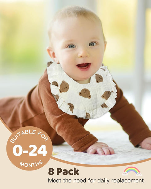 Lictin Muslin Baby Drool Bibs - 8 Pack Cotton Bandana Bibs, Unisex