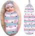 Osvbs Cute Retro Flamingo Baby Stuff Newborn Swaddle Blanket with Beanie Set, Soft