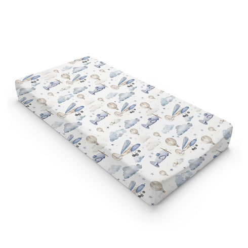 KuphiL10C Girls-16x32 Plane Hot Air Balloon Transportation Pattern Baby Changing Pad Cover, Unisex Aircraft Clouds