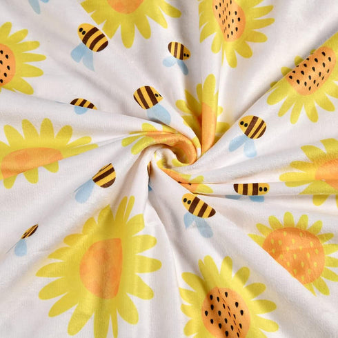 Baby Blanket Super Soft Minky Blanket Yellow Bee and Sunflower Blanket with Dotted Backing for Newborns Nursery Stroller Receiving Toddlers Crib Bedding for Boy or Girl(30 x 40 Inch) (Sunflower) by Brenaly