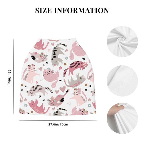 Schgap Pink Cats Car Seat Cover Canopy for Baby Nursing Cover Breastfeeding Baby Carrier Cover Stretchy Carseat Canopy