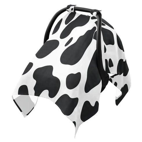 Dalzium Black and White Cow Print Car Seat Cover Baby, Carseat Canopy Cover