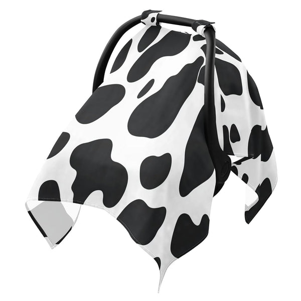 Dalzium Black and White Cow Print Car Seat Cover Baby, Carseat Canopy Cover
