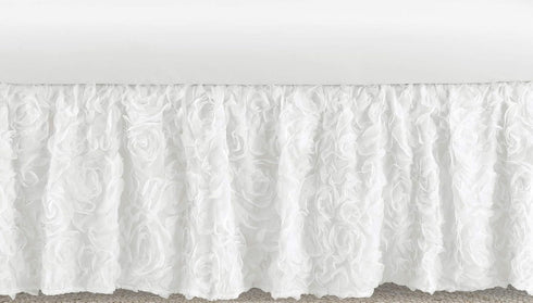 Sweet Jojo Designs White Floral Rose Girl Baby Nursery Crib Bed Skirt