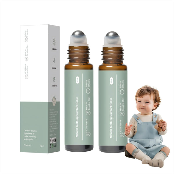 XBEGIX 2pc Teething Roller -Baby Teething Oil Roller, Natural Gentle Teething Relief Roller,