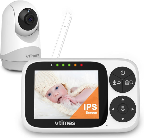 Baby Monitor with Camera and Audio, 3.2" IPS Screen Video Monitor, No WiFi, Night Vision, Portable with 1000ft Range