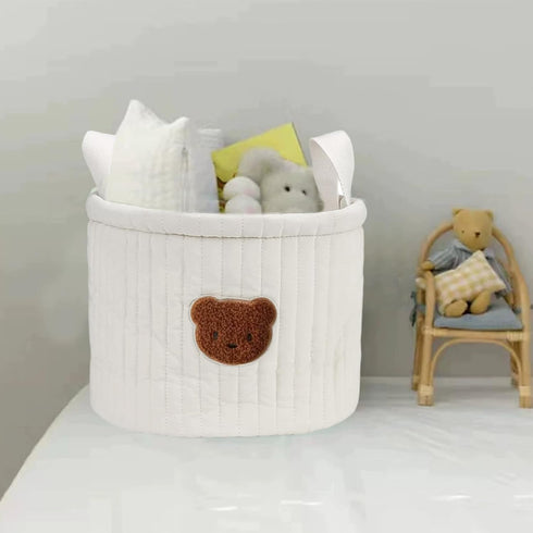 NIOMICO 9.45x7.09in Teddy Bear Diaper Bag Small Soft Polyester Cotton Cute Storage Bins with Handle Portable Bear
