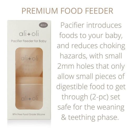 Ali+Oli (2-pc) Food & Fruit Feeder Pacifier Set (Oat & Coco), BPA-Free Silicone for Baby