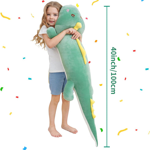 40 Inch Giant Dinosaur Soft Body Pillow Plush Dino Toy, Cute Big Stuffed Animal for Kids