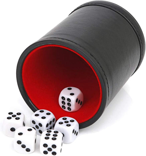 Felt Lined Professional Dice Cup with 6 Dices, Quiet for Yahtzee Game