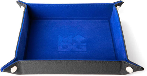 FanRoll by Metallic Dice Games Fold Up Velvet Dice Tray w/PU Leather Backing - Blue for RPG Dice Accessories