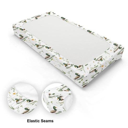KuphiL10C Girls-16x32 Cute Mallard Ducks Flowers Floral Leaves Baby Changing Pad Cover, Unisex Mallard Duck Nursery