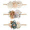 VOBOBE Baby Girl Nylon Headbands, Infant Flower Elastic Hair Band Bows Wraps, Pack of 3 (A-Beige)