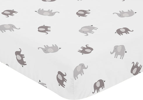 Sweet Jojo Designs Grey and White Boho Bohemian Elephant Boy Girl Gender Neutral Unisex Baby Fitted Crib Sheet Infant