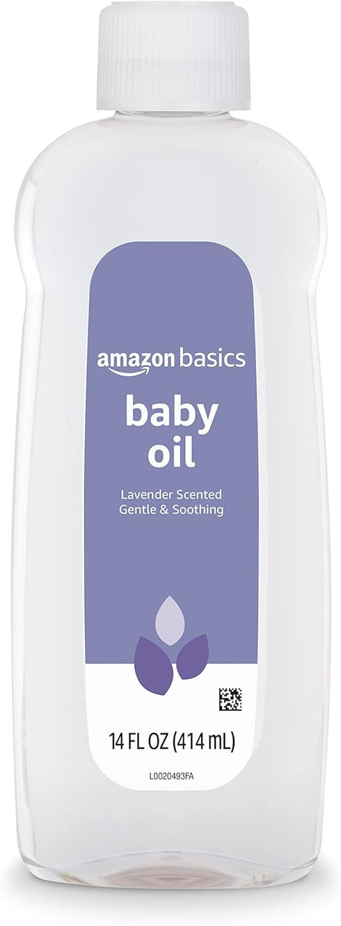 Amazon Basics Baby Oil, Soothing Lavender Scented, Prevents Moisture Loss, 14 Fluid