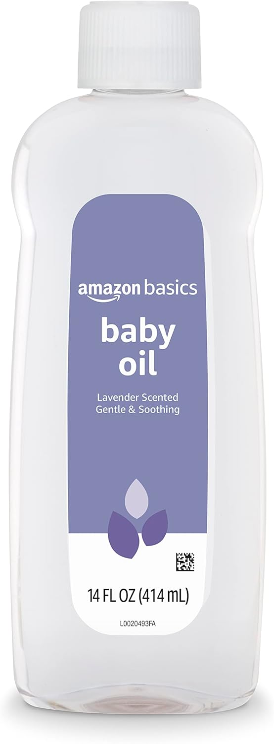 Amazon Basics Baby Oil, Soothing Lavender Scented, Prevents Moisture Loss, 14 Fluid
