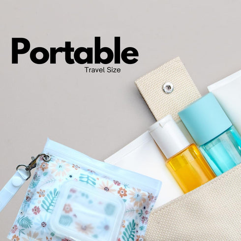 Orchid Hearts 2pcs Portable & Refillable Wet Wipe Pouch - Reusable Baby Wipes Holder & Container, Mini Floral Love